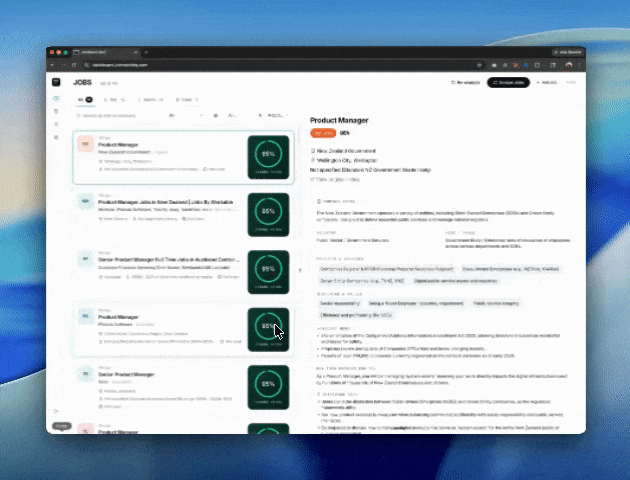 Job Match — Dashboard preview
